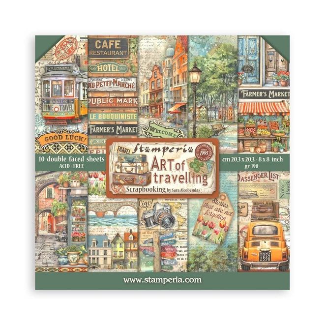 Hovedbilde Stamperia Art Of Traveling Double Face 8x8