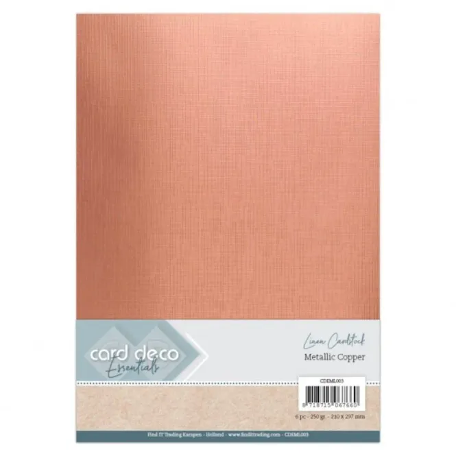 Hovedbilde Linen Cardstock – Metallic Copper A4 (6 ...