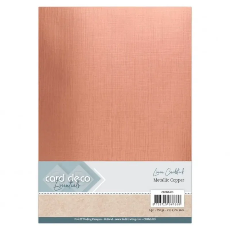Linen Cardstock – Metallic Copper A4 (6 stk)