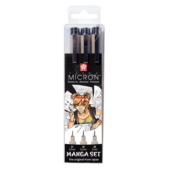 Hovedbilde Sakura Pigma Micron Manga Sett 3 stk – Sort ...