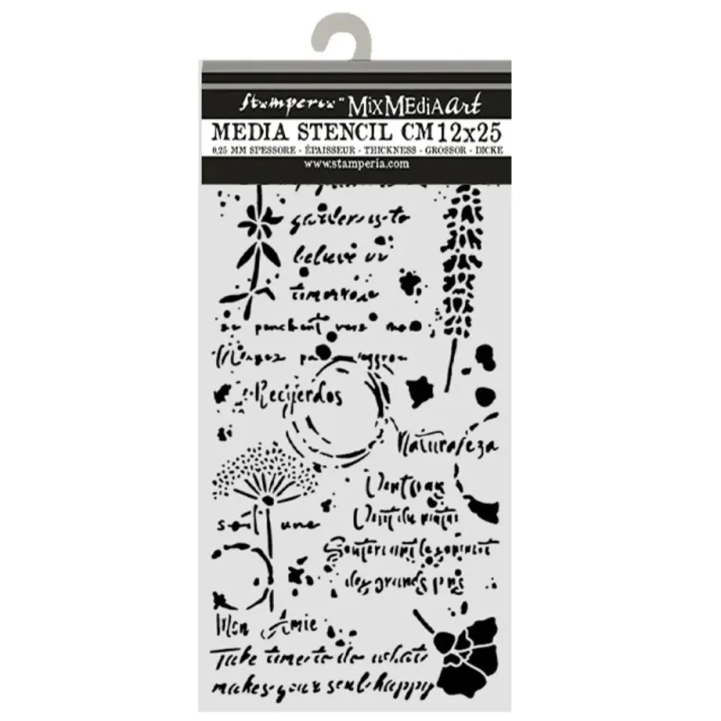 Stamperia – Flowers and Poems Thick Stencil Flowers and Writings 12 × 25 cm