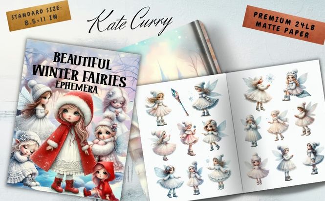 Hovedbilde Beautiful Winter Fairies Ephemera Book – ...