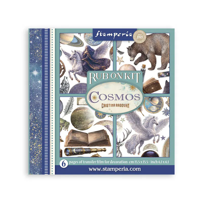 Stamperia – Cosmos Rub-On – Overføringsmotiver, 6 ark (DFLRBX22)