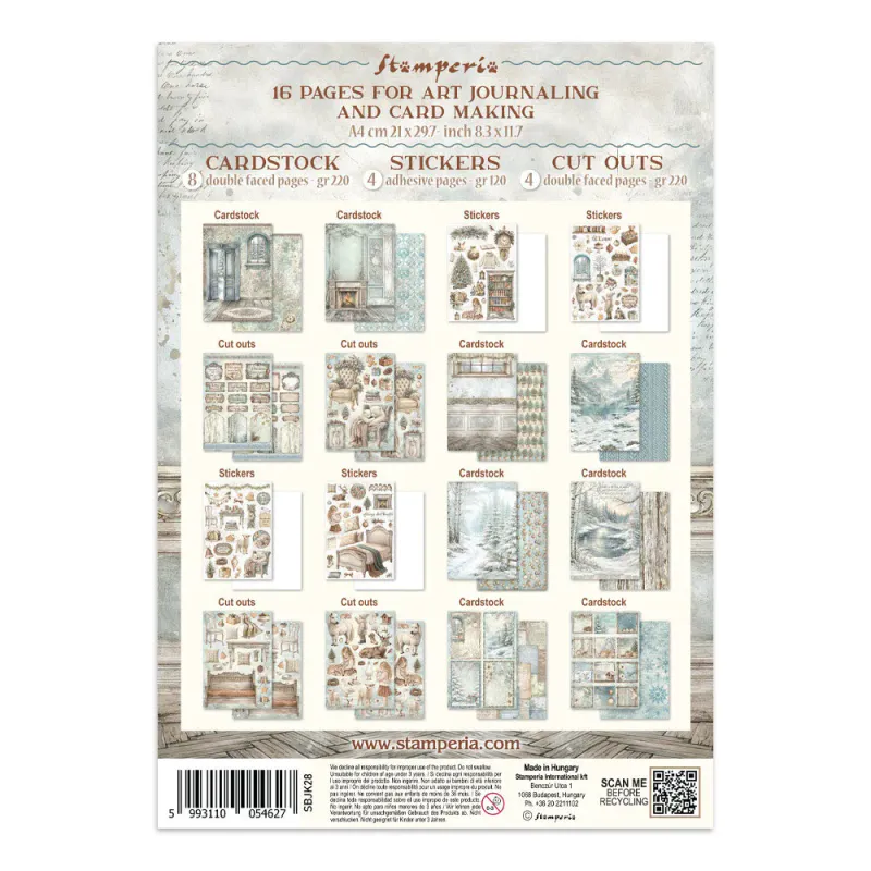 Stamperia – White Christmas Junk Journal – Stickers, Backgrounds & Cut Outs
