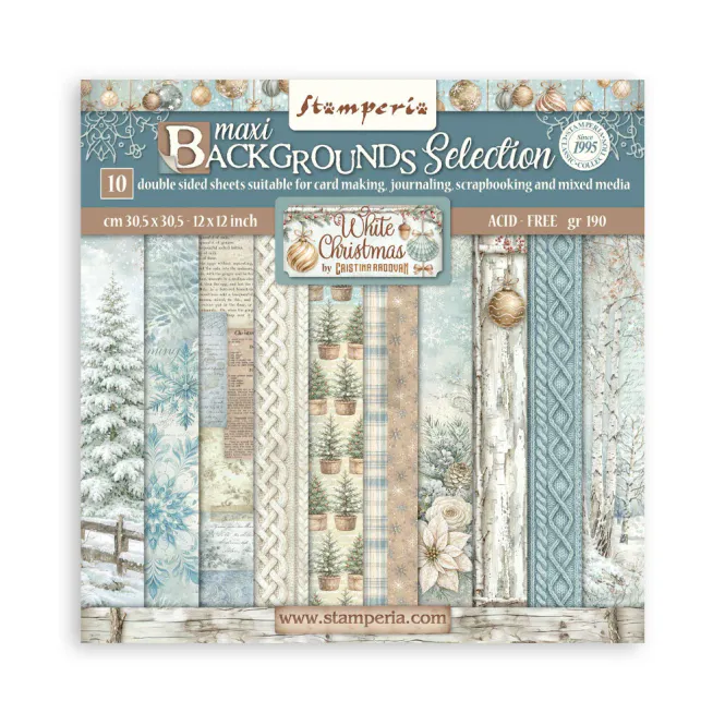 Hovedbilde Stamperia White Christmas Maxi Backgrounds ...