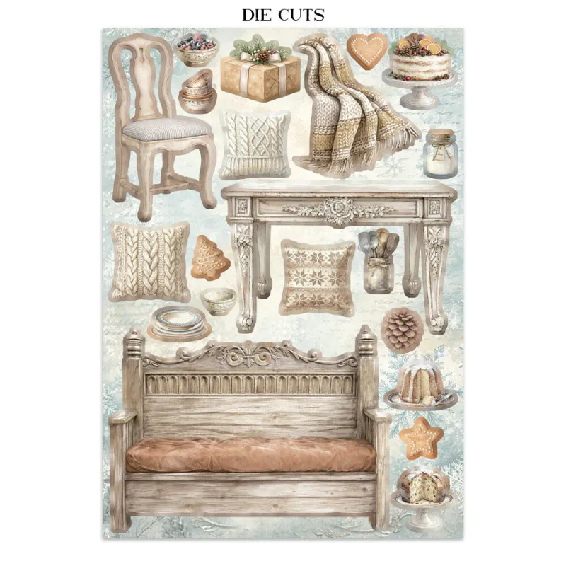 Stamperia – White Christmas Junk Journal – Stickers, Backgrounds & Cut Outs