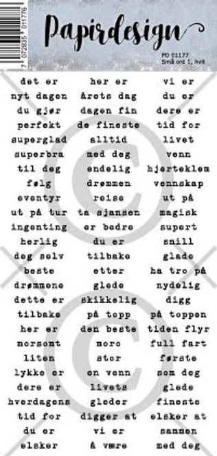 Hovedbilde Papirdesign – Små ord 1 Hvit. Klistremerker