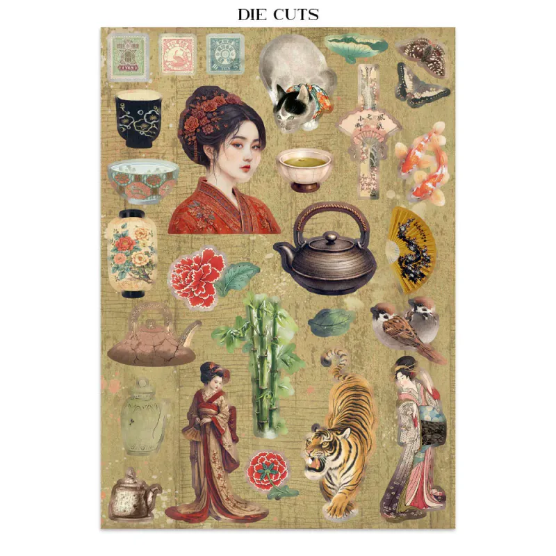Stamperia – Oriental Garden Junk Journal – Stickers, Backgrounds & Cut Outs