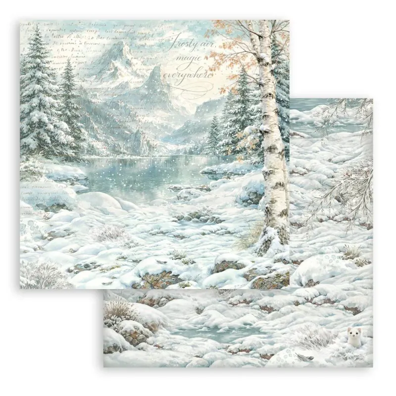 Stamperia White Christmas Backgrounds Selection Paper Pad 8 × 8