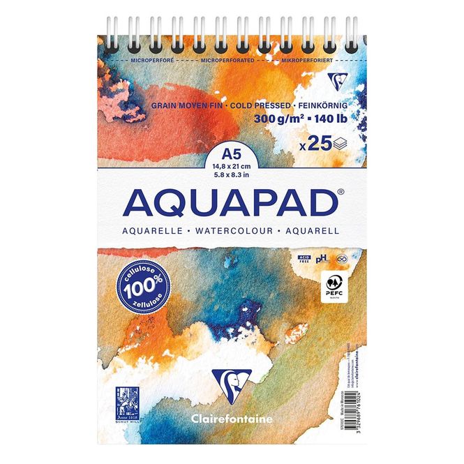 Hovedbilde AQUAPAD Akvarellblokk Spiral – 300g 25 ark ...