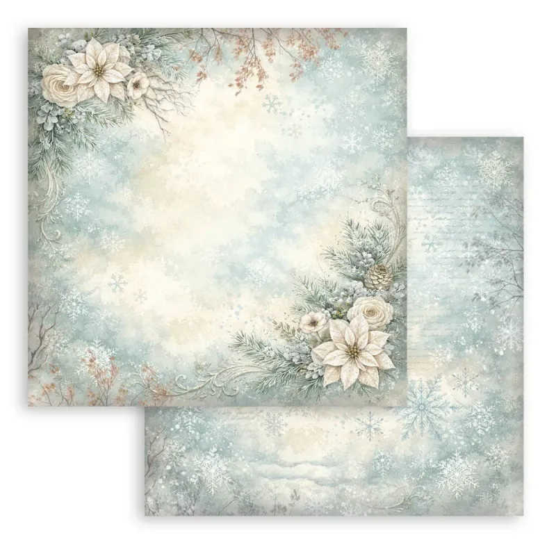 Stamperia White Christmas Backgrounds Selection Paper Pad 8 × 8