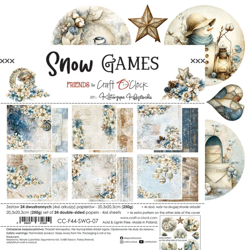 Craft O’Clock Snow Games Mix Paper Set 8 × 8