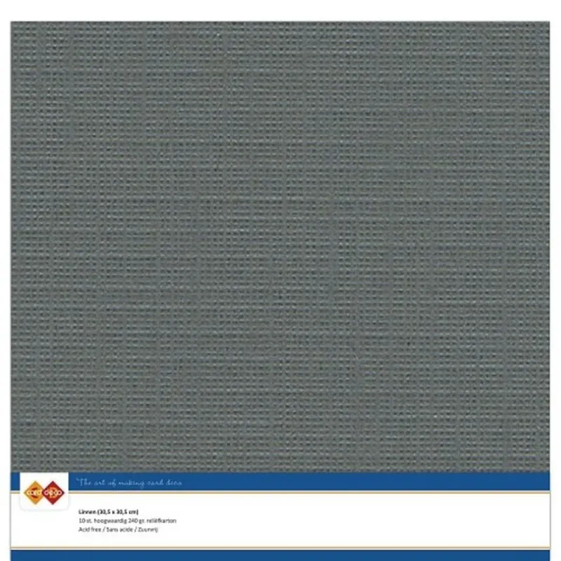 Linen Cardstock – Mørkegrå (30,5 × 30,5 cm, 10 stk)