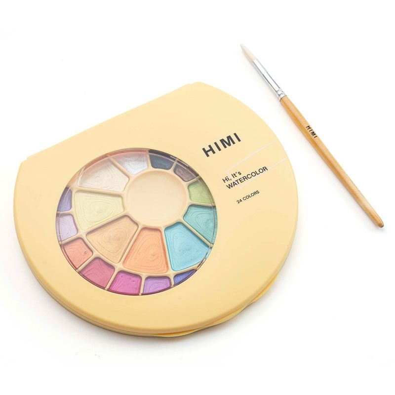 HIMI Semi-Moist Watercolour Akvarell Sett – 24 stk Metallic