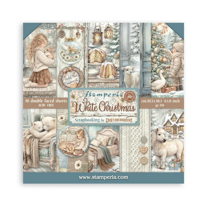 Hovedbilde Stamperia White Christmas Paper Pad 8 × 8