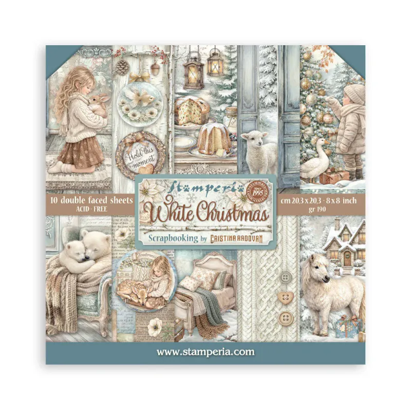 Stamperia White Christmas Paper Pad 8 × 8