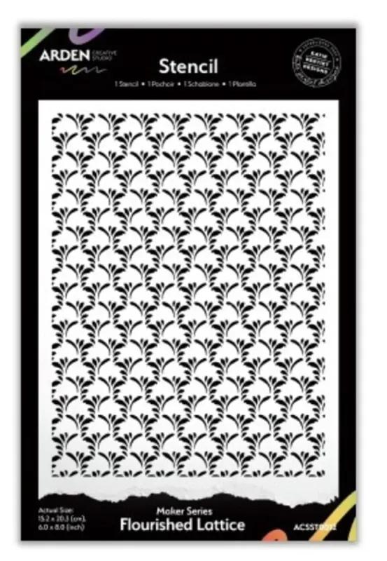 Arden Creative Studio – Flourished Lattice 6x8 Stensil (ACSST0012)