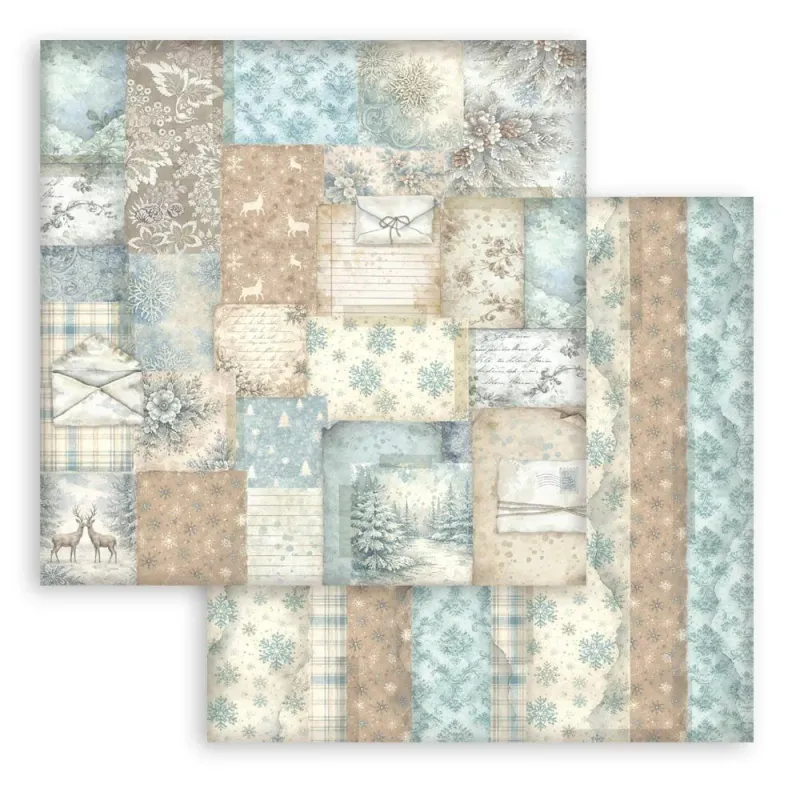Stamperia White Christmas Backgrounds Selection Paper Pad 8 × 8