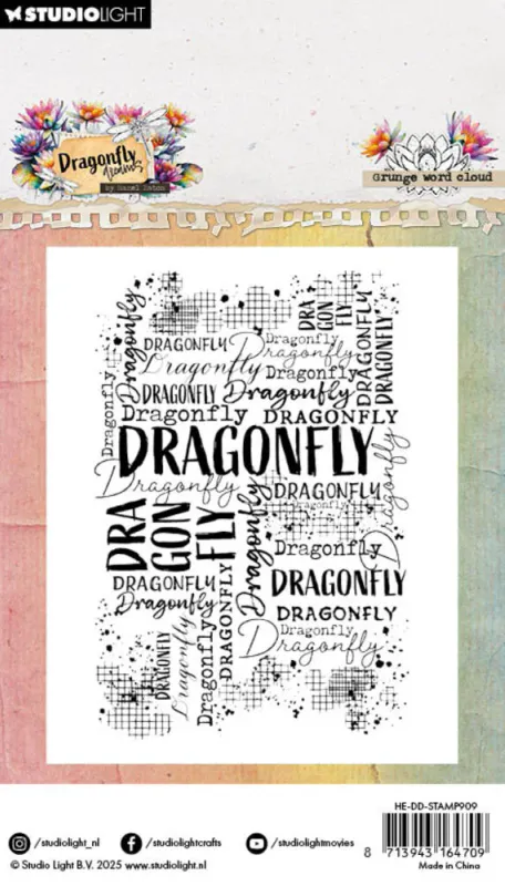 Studio Light – Dragonfly Dreams Clear Stamp – Grunge Word Cloud