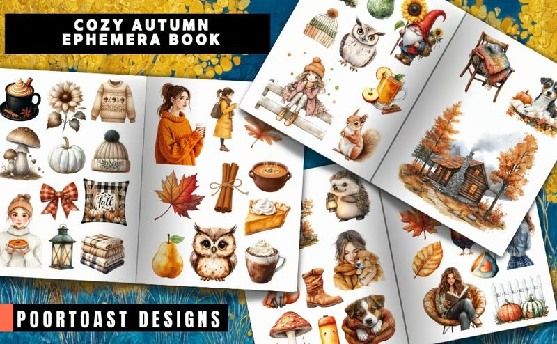 Cozy Autumn Ephemera Book – Poortoast / Kate Curry