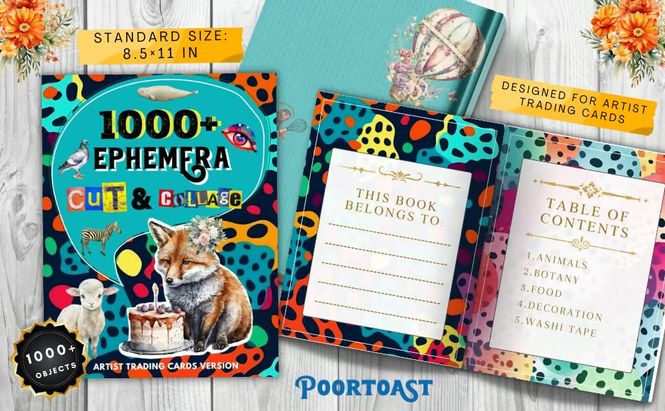 Hovedbilde 1000+ Ephemera Cut and Collage Art Book – ...
