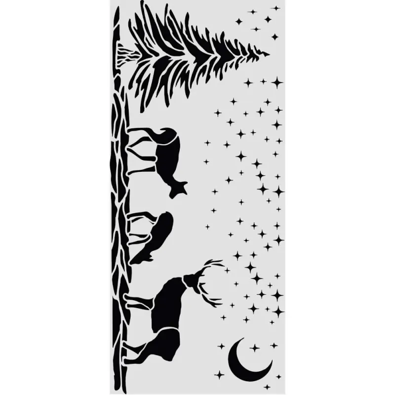 Stamperia Christmas Deers Thick Stencil 12 × 25 cm (KSTDL169)
