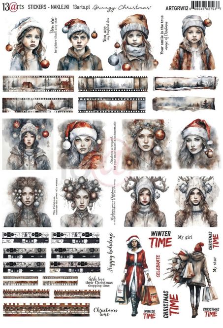 Hovedbilde 13@rt Stickers Grungy Christmas A4