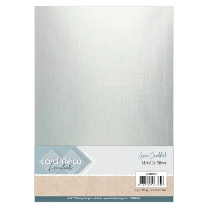 Hovedbilde Linen Cardstock – Metallic Silver A4 (6 ...