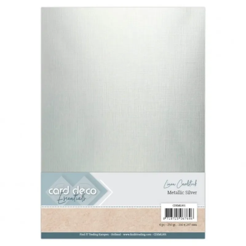 Linen Cardstock – Metallic Silver A4 (6 stk)