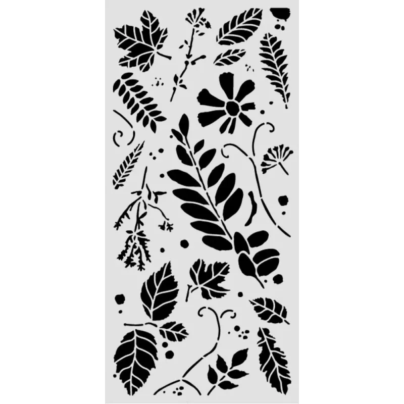 Stamperia – Flowers and Poems Thick Stencil Mixed Leaves 12 × 25 cm