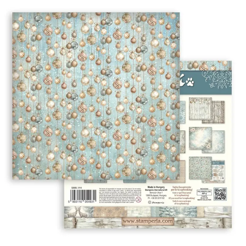 Stamperia White Christmas Maxi Backgrounds Selection Paper Pad 12 × 12