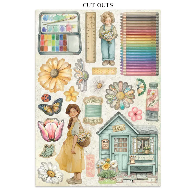 Stamperia – Daisy Art Junk Journal Stickers, Cut-Outs and Backgrounds