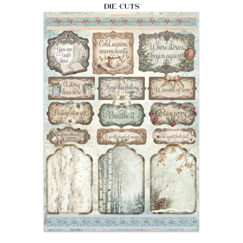 Stamperia – White Christmas Junk Journal – Stickers, Backgrounds & Cut Outs