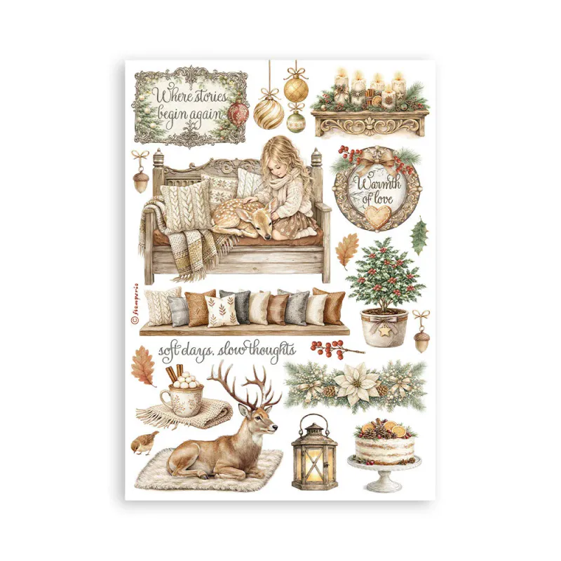Stamperia – White Christmas A5 Washi Pad av Cristina Radovan (8 ark)